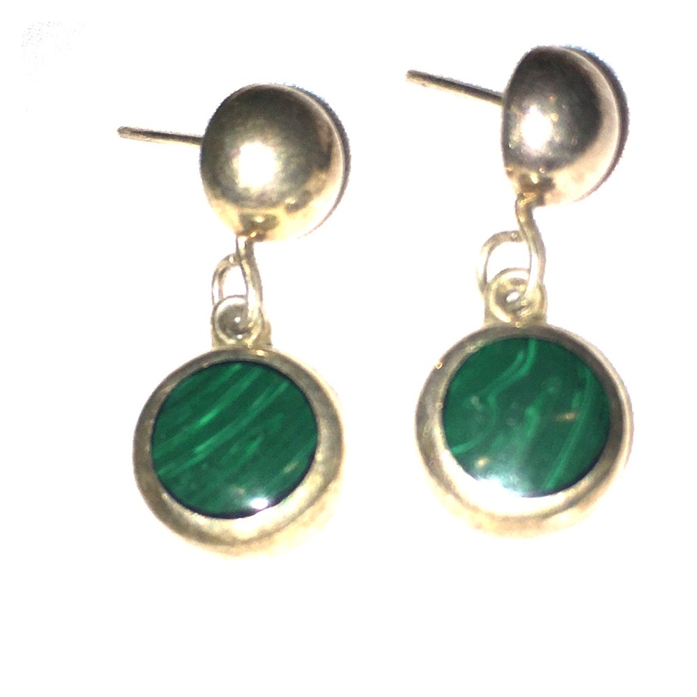 Natural Dark Green Malachite earrings
